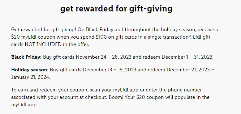 Lidl gift card promotions Terms and conditions.